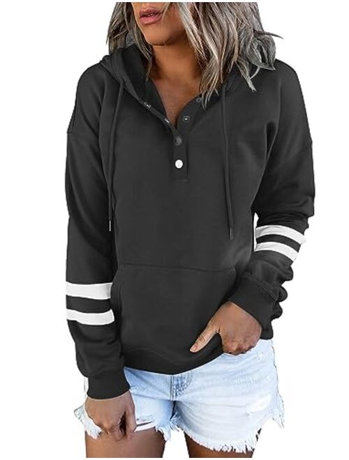 FARORO Hooded Sweatshirts for Women Hoodies Pullover Casual Sports Top Button Down Shirt with Pockets