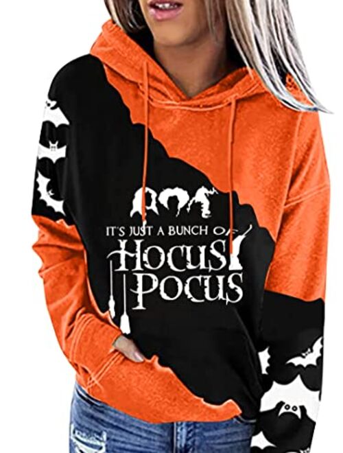 KIDDAD It's Just A Bunch of Hocus Pocus T-Shirt Women Sweatshirt Halloween Sanderson Sisters Long Sleeve Pullover Tops