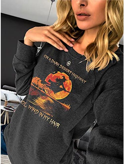 Morchoy Womens Shirt Pullover Tops, Loose Casual Crewneck T-Shirt, Long Sleeve Sweatshirt for Women