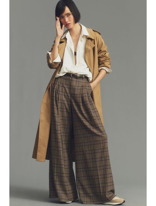 Maeve Plaid Wide-Leg Trousers