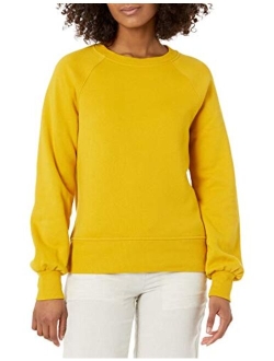 Women's Classic-Fit Gathered Long-Sleeve Crewneck Sweatshirt