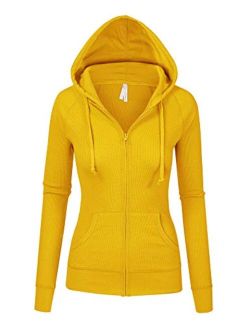 Color Story Women's Multi Color Selection Thermal Zip Up Casual Relax Fit Hoodie Jacket