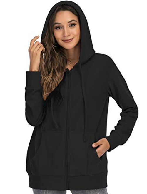 GOCHIC Women's Hooded Sweatshirts Casual Full Zip Hoodie Long Sleeve Oversized Jackets with Pockets