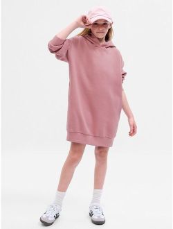 Kids Solid Long Sleeve Hooded Sweatshirt Dress