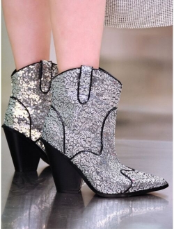 Shein Cape Robbin Prida Mid Block Western Sequin Ankle Booties