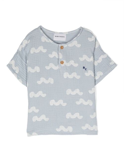 Bobo Choses wave-print crepe-texture T-shirt