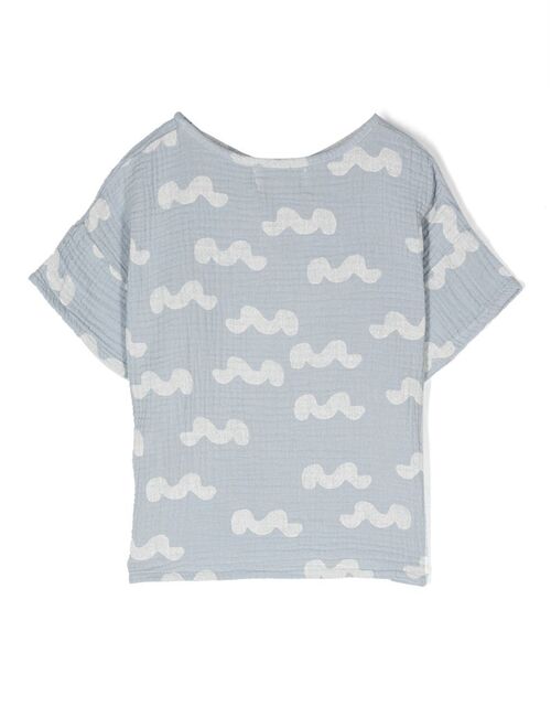 Bobo Choses wave-print crepe-texture T-shirt