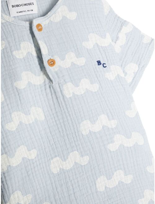 Bobo Choses wave-print crepe-texture T-shirt