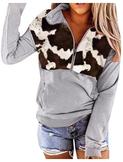 LEMAFER Women's Casual Aztec Geometric Zipper Collar Pullover Sweatshirt