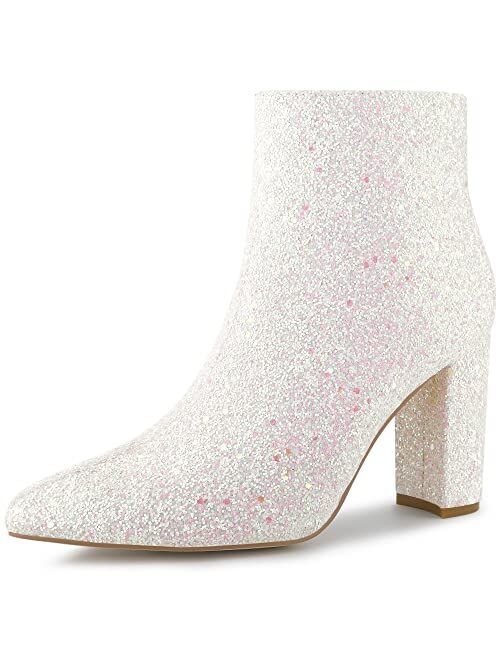 Allegra K Women's Glitter Ankle Booties