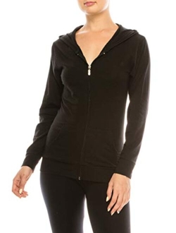 RENESEILLE Women's Hoodie Jacket Sweatshirt - Casual Full Zip Up Long Sleeve Slim Fit Workout Basic Active Hooded Top