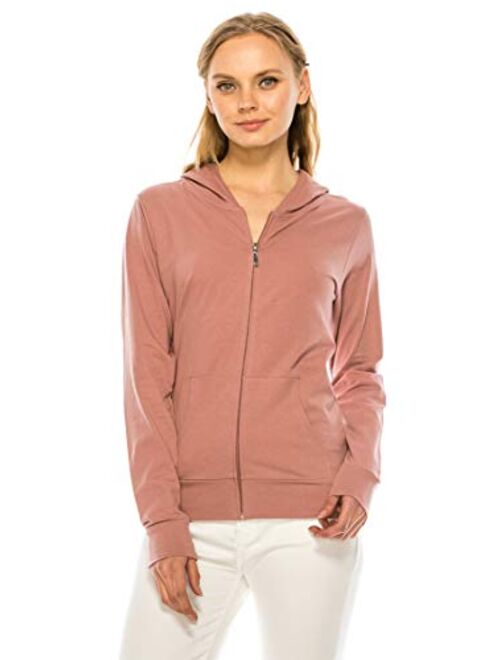 RENESEILLE Women's Hoodie Jacket Sweatshirt - Casual Full Zip Up Long Sleeve Slim Fit Workout Basic Active Hooded Top