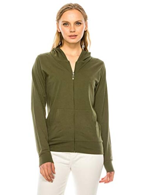 RENESEILLE Women's Hoodie Jacket Sweatshirt - Casual Full Zip Up Long Sleeve Slim Fit Workout Basic Active Hooded Top