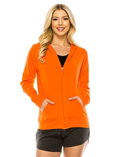 RENESEILLE Women's Hoodie Jacket Sweatshirt - Casual Full Zip Up Long Sleeve Slim Fit Workout Basic Active Hooded Top