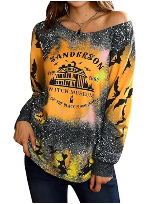 Spadehill Halloween Long Sleeve off Shoulder Sweatshirt for Women