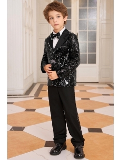 Boy's Suit Set Boys 2 Piece Sequins Formal Suit 5-12Y