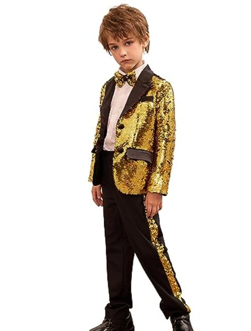 GRACE KARIN Boy's Suit Set Boys 2 Piece Sequins Formal Suit 5-12Y