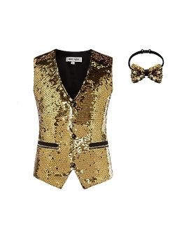 Boys Sequin Vest Boys Formal Suit Vest for Party 5-12Y