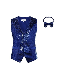 Boys Sequin Vest Boys Formal Suit Vest for Party 5-12Y