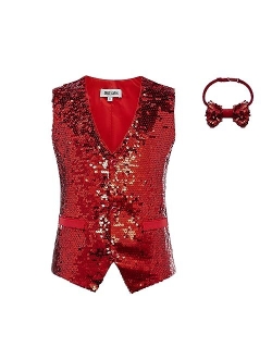 Boys Sequin Vest Boys Formal Suit Vest for Party 5-12Y