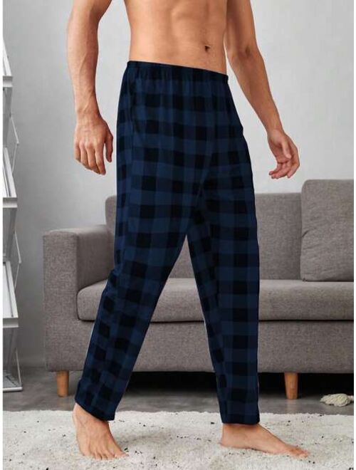 Shein Men Buffalo Plaid Slant Pockets PJ Pants