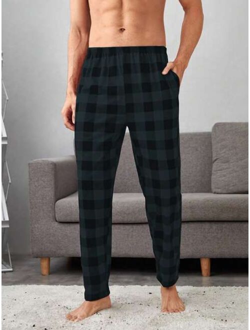 Shein Men Buffalo Plaid Slant Pockets PJ Pants