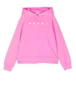 Kids logo-print cotton hoodie