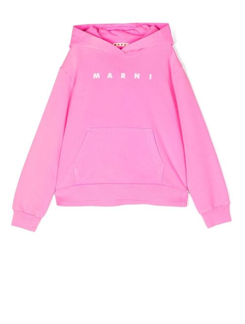 Marni Kids logo-print cotton hoodie