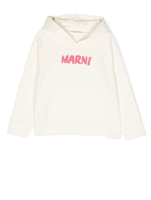 Marni Kids logo-print cotton hoodie