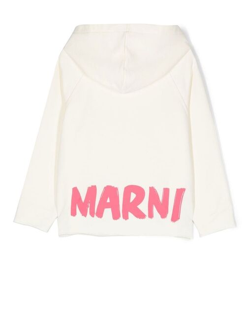 Marni Kids logo-print cotton hoodie