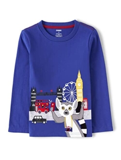 Boys' and Toddler Fall and Holiday Embroidered Graphic Long Sleeve T-Shirts