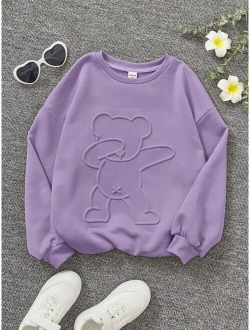 Tween Girl Cartoon Graphic Thermal Lined Sweatshirt