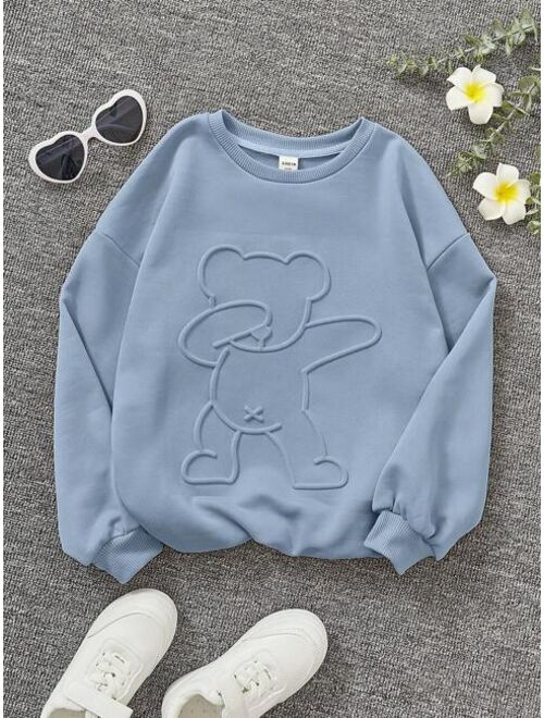 SHEIN Tween Girl Cartoon Graphic Thermal Lined Sweatshirt