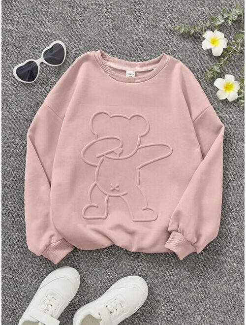 SHEIN Tween Girl Cartoon Graphic Thermal Lined Sweatshirt