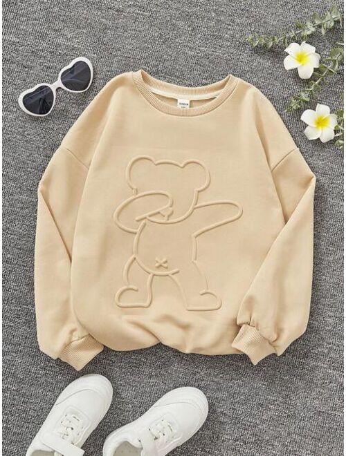 SHEIN Tween Girl Cartoon Graphic Thermal Lined Sweatshirt