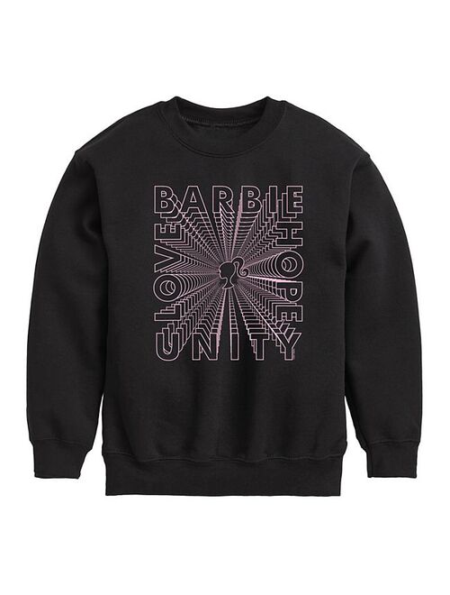 licensed character Girls 7-16 Barbie Hope Unity Love Crew Fleece Sweatshirt