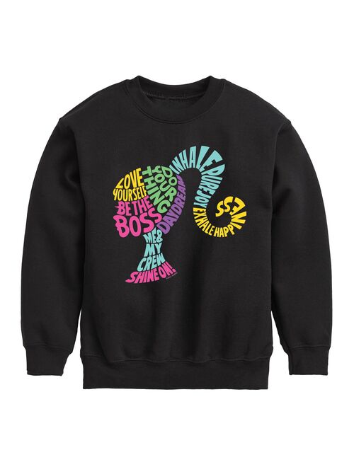 licensed character Girls 7-16 Barbie Empowering Phases Crew Fleece Sweatshirt