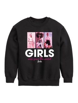 licensed character Girls 7-16 Barbie Girls Will Save The World Fleece Sweatshirt