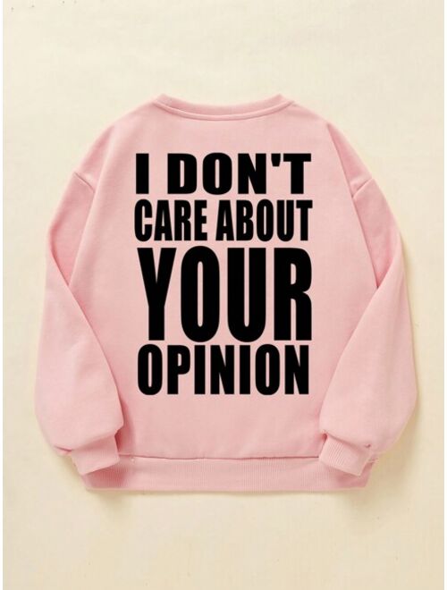 Teen Girl Slogan Graphic Pullover