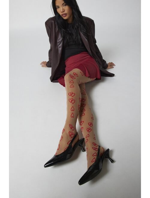 Urban Outfitters Graffiti Heart Tights