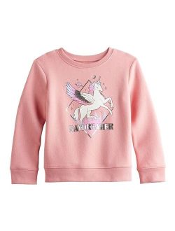 Girls 4-12 Jumping Beans Fleece Crewneck Graphic Pullover Sweatshirt