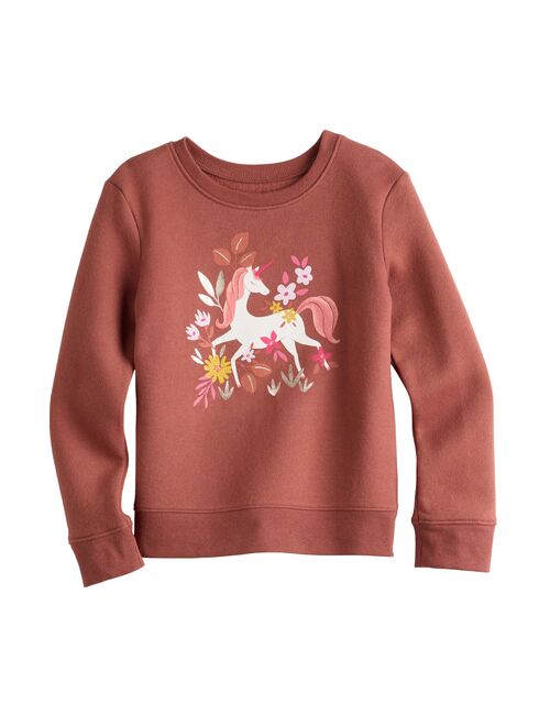 Girls 4-12 Jumping Beans Fleece Crewneck Graphic Pullover Sweatshirt