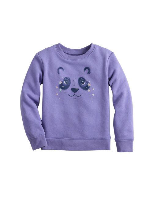 Girls 4-12 Jumping Beans Fleece Crewneck Graphic Pullover Sweatshirt