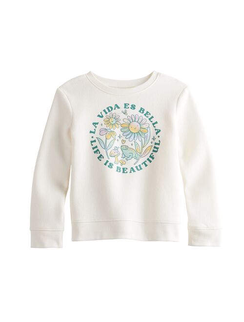 Girls 4-12 Jumping Beans Fleece Crewneck Graphic Pullover Sweatshirt