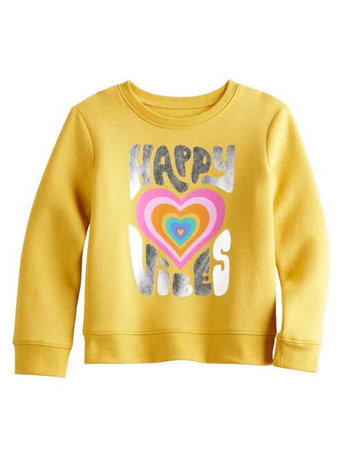 Girls 4-12 Jumping Beans Fleece Crewneck Graphic Pullover Sweatshirt