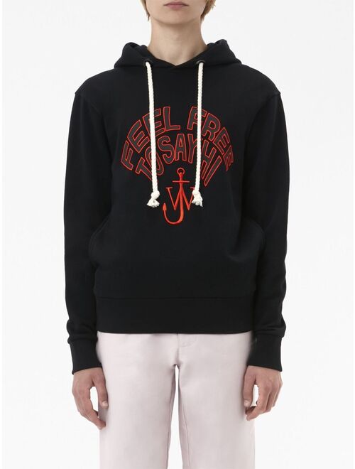 JW Anderson slogan-embroidered cotton hoodie