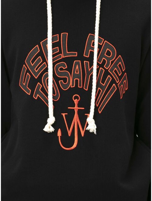 JW Anderson slogan-embroidered cotton hoodie