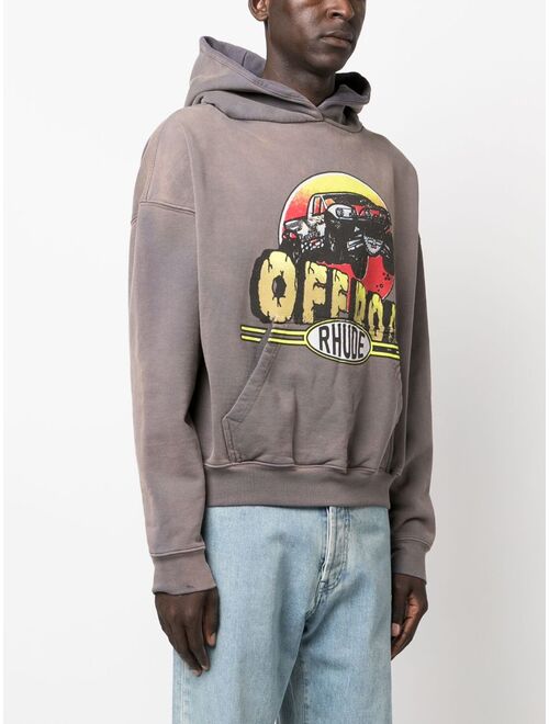 Rhude Off Road-print cotton hoodie