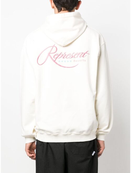 Represent logo-print cotton hoodie