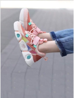 Shein Children's Contrasting Alphabet Graphic Velcro Sneakers